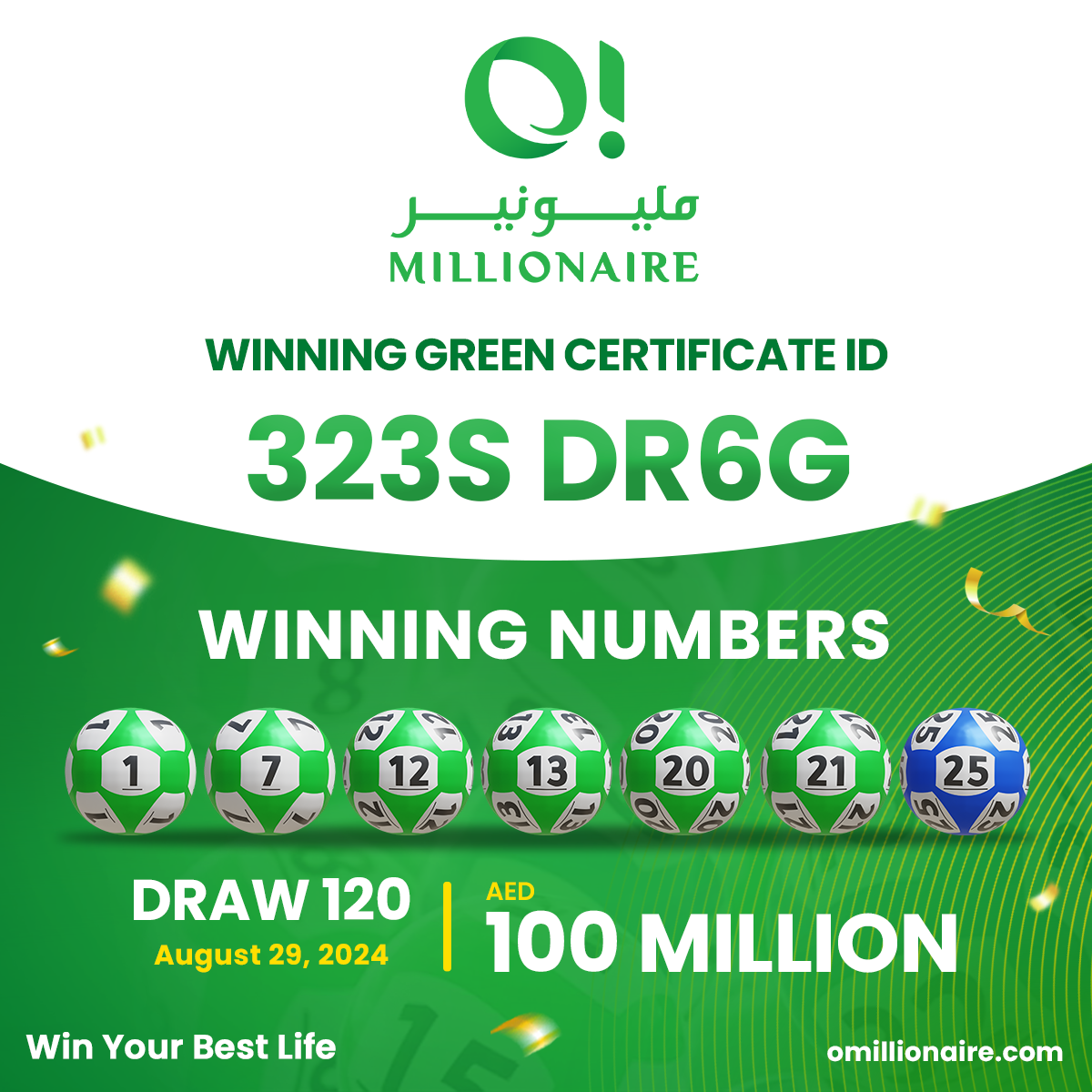 O! Millionaire draw 120 results