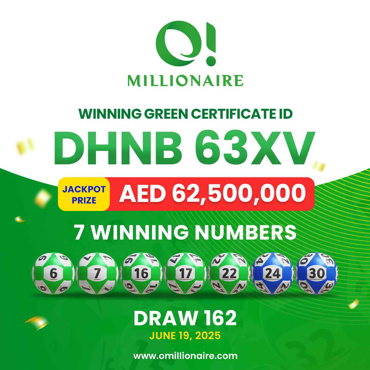 draw 162 winning numbers