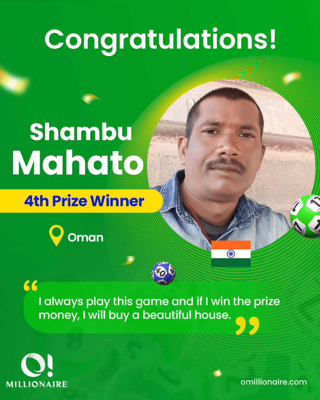 Shambu Mahato omillionaire winner