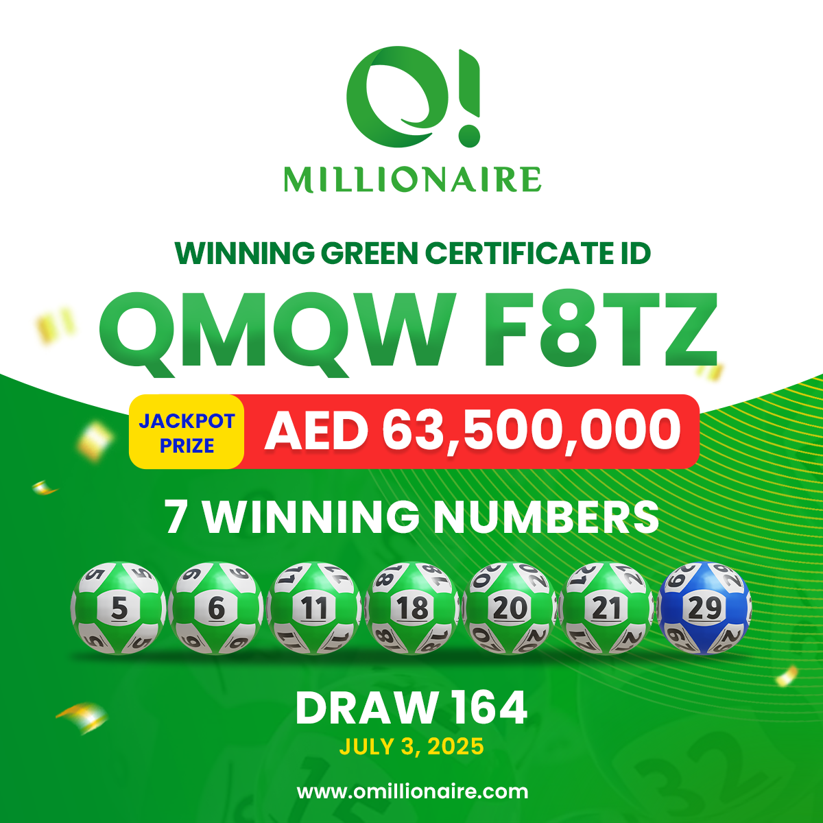 draw 164 winning numbers