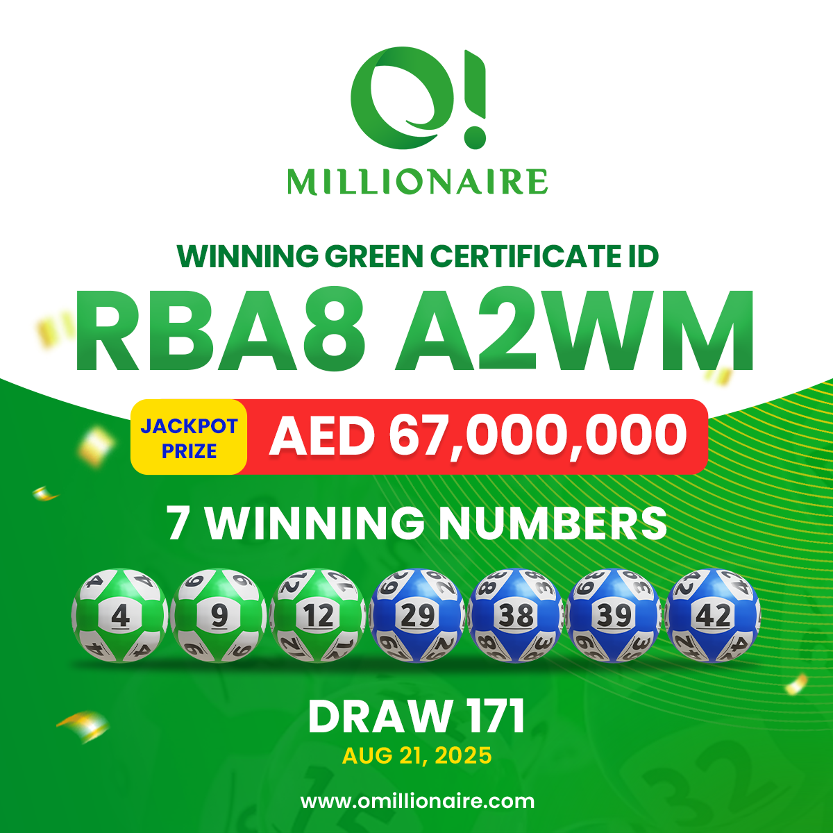 DRAW 171-Winning Nos