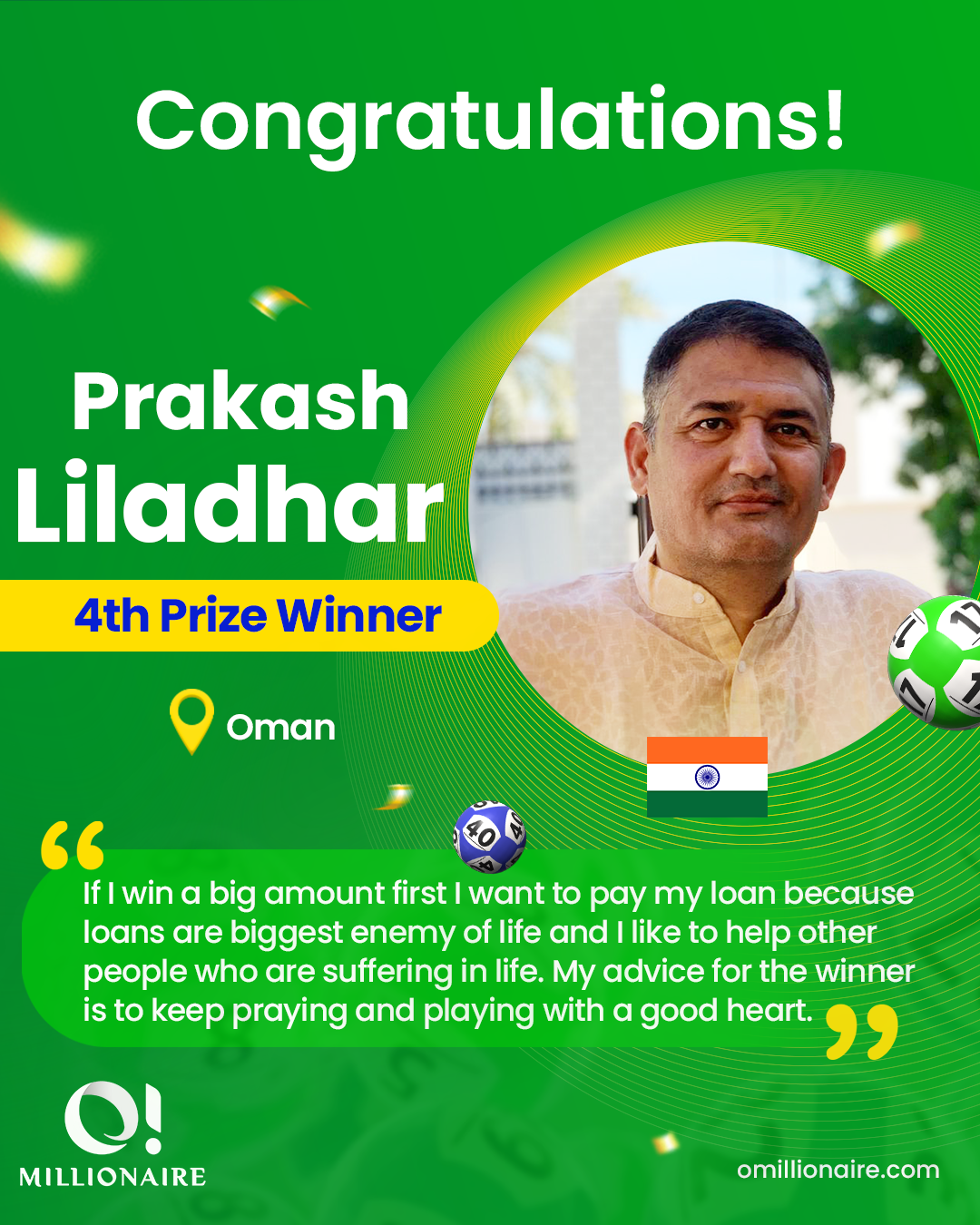 Prakash Liladhar Joshi omillionaire winner