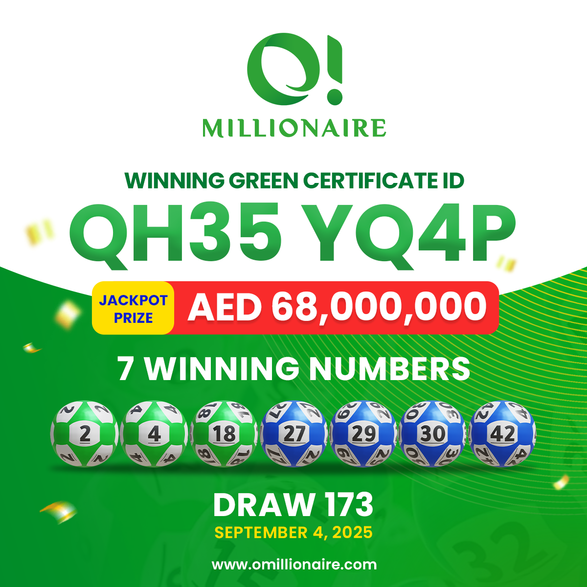 Draw-173 - Draw Result