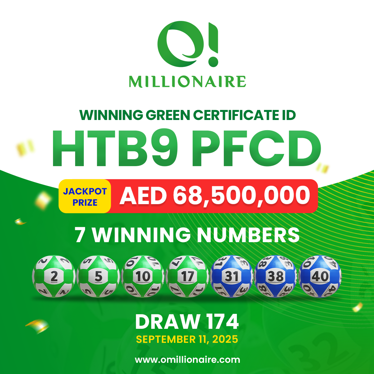 Draw-174 - Draw Result