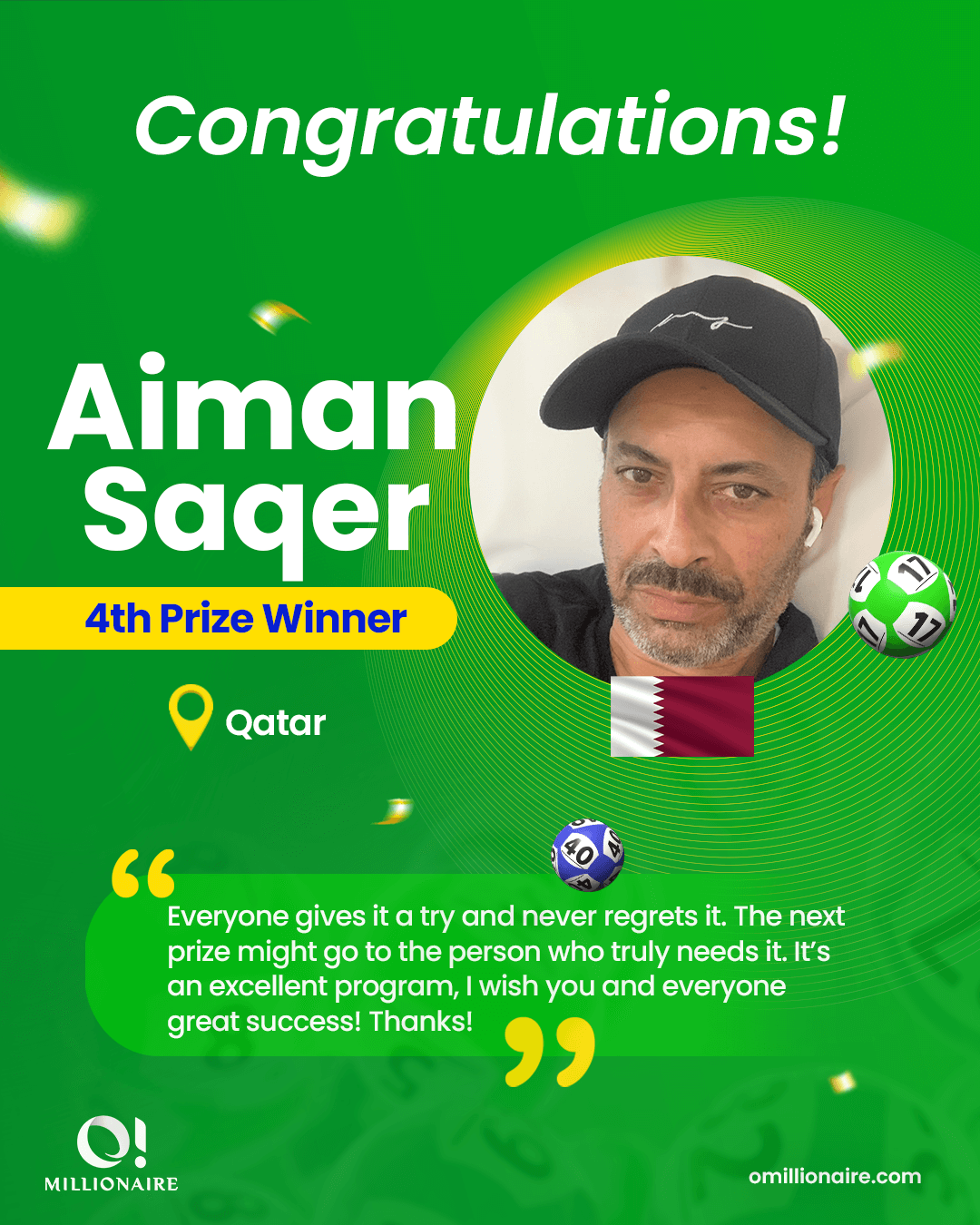 Aiman Saqer O! Millionaire winner