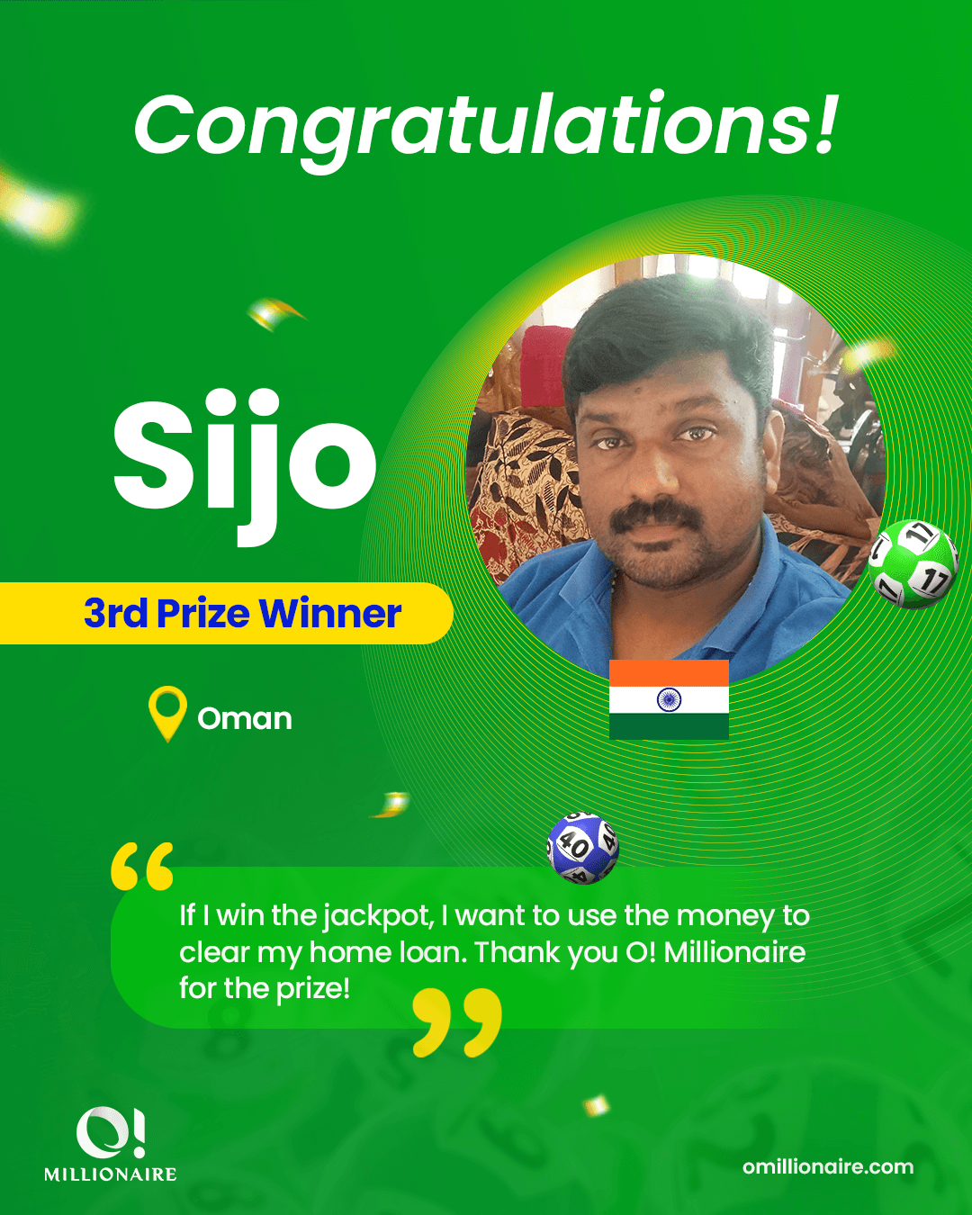 sijo T Omillionaire winner